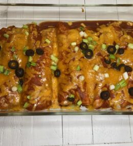 Shredded Beef Enchiladas with Homemade Red Sauce