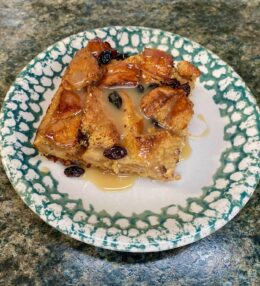 Old Fashioned Bread Pudding with Vanilla Caramel Sauce