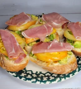 Tomato Avocado Prosciutto Sandwiches with Mozzarella Cheese