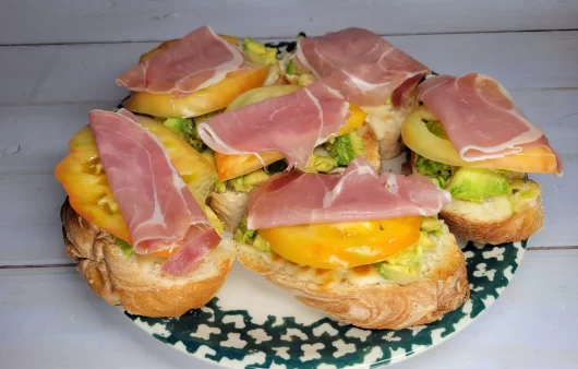 Tomato Avocado Prosciutto Sandwiches