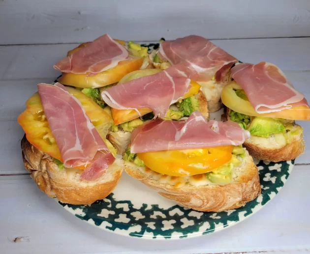 Tomato Avocado Prosciutto Sandwiches