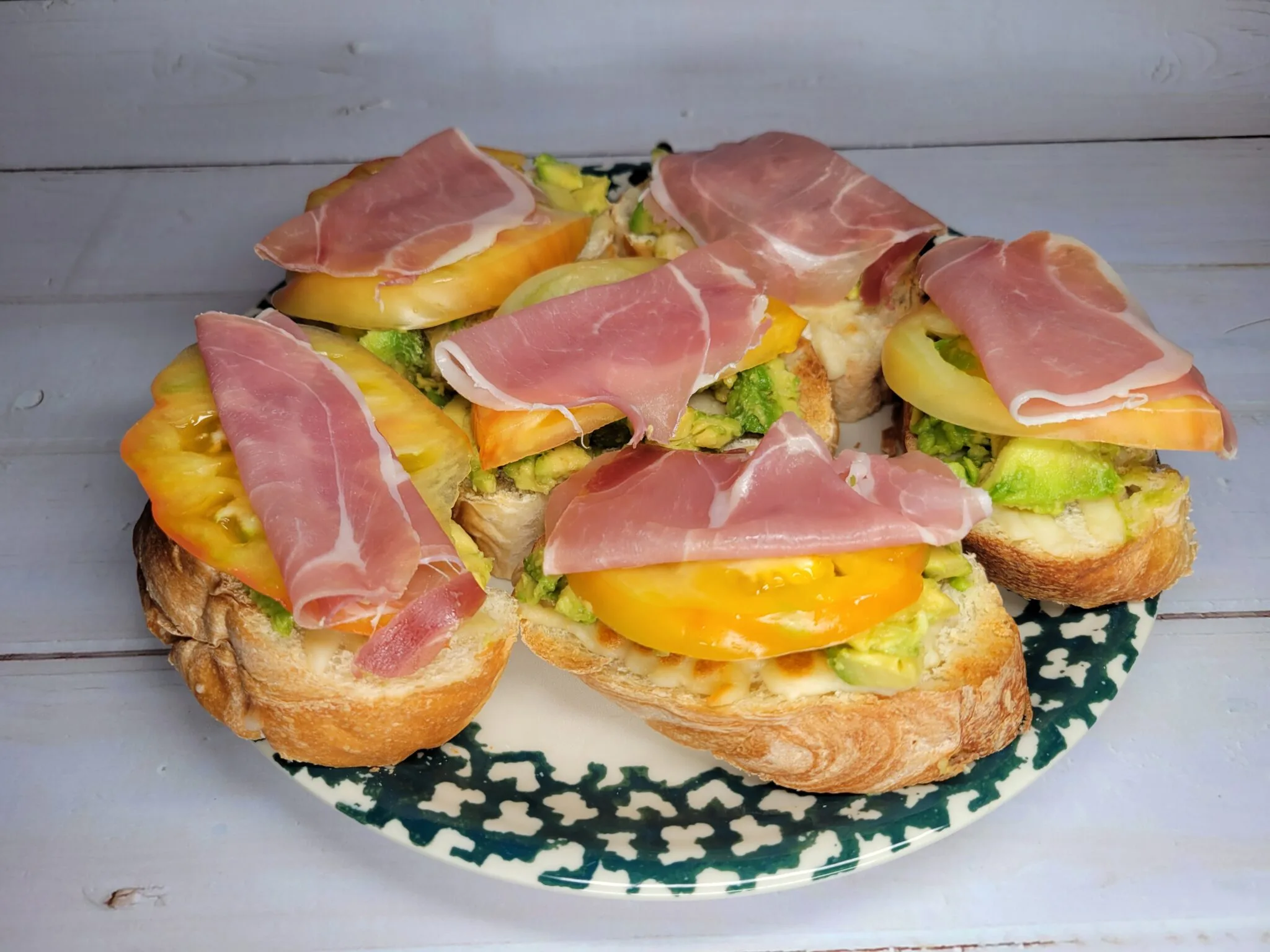 Tomato Avocado Prosciutto Sandwiches