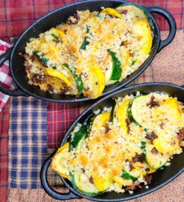 Zucchini & Yellow Squash Sun Dried Tomato Gratin