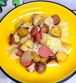 Smoked Sausage with Cabbage Potatoes Onions & Garlic