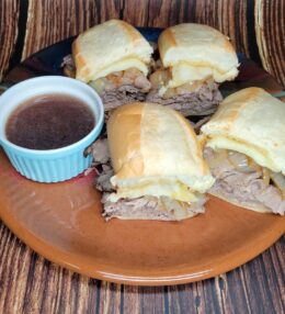 Hot Roast Beef French Dip Sandwich