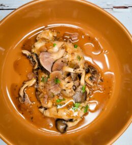 Chicken & Oyster Mushrooms in a Port Wine Sauce