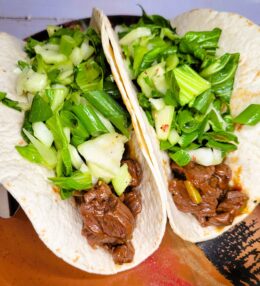 Mongolian Beef Soft Tacos