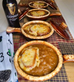 Guinness Draught Onion Soup with Cheddar Toast