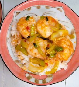 Stir-Fried Orange Shrimp with Baby Bok Choy & Jasmine Rice