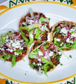 Chorizo & Chipotle Refried Black Bean Tostadas