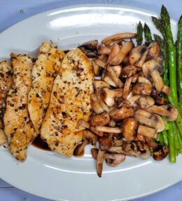 Tuscan Herb Chicken with Asparagus & Mushrooms