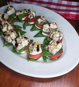 Grilled Halibut Caprese Salad Bites